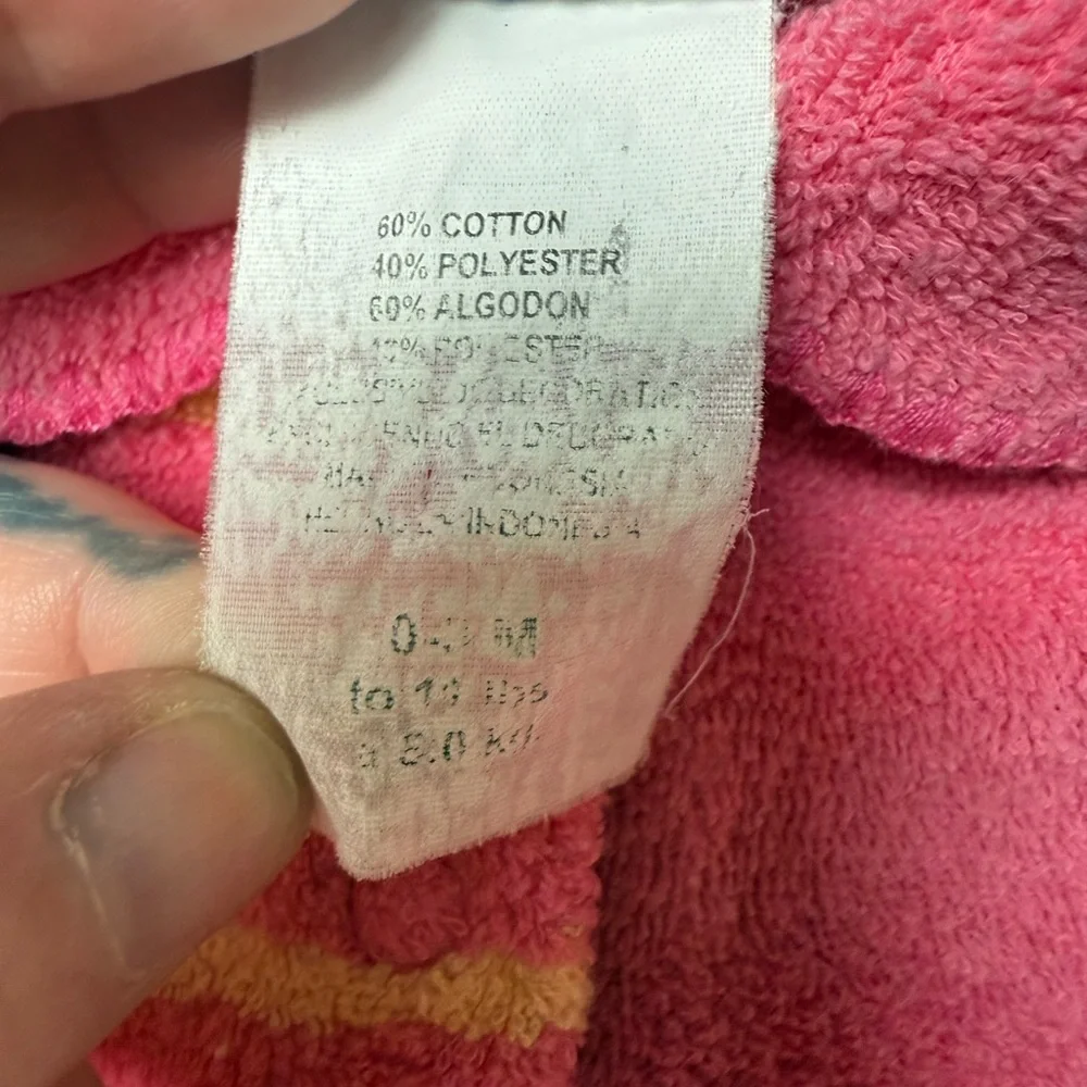 Vintage Carter's Girls 0-3 Months Pink Striped Kitten Cat Terry Footie‎ Sleeper